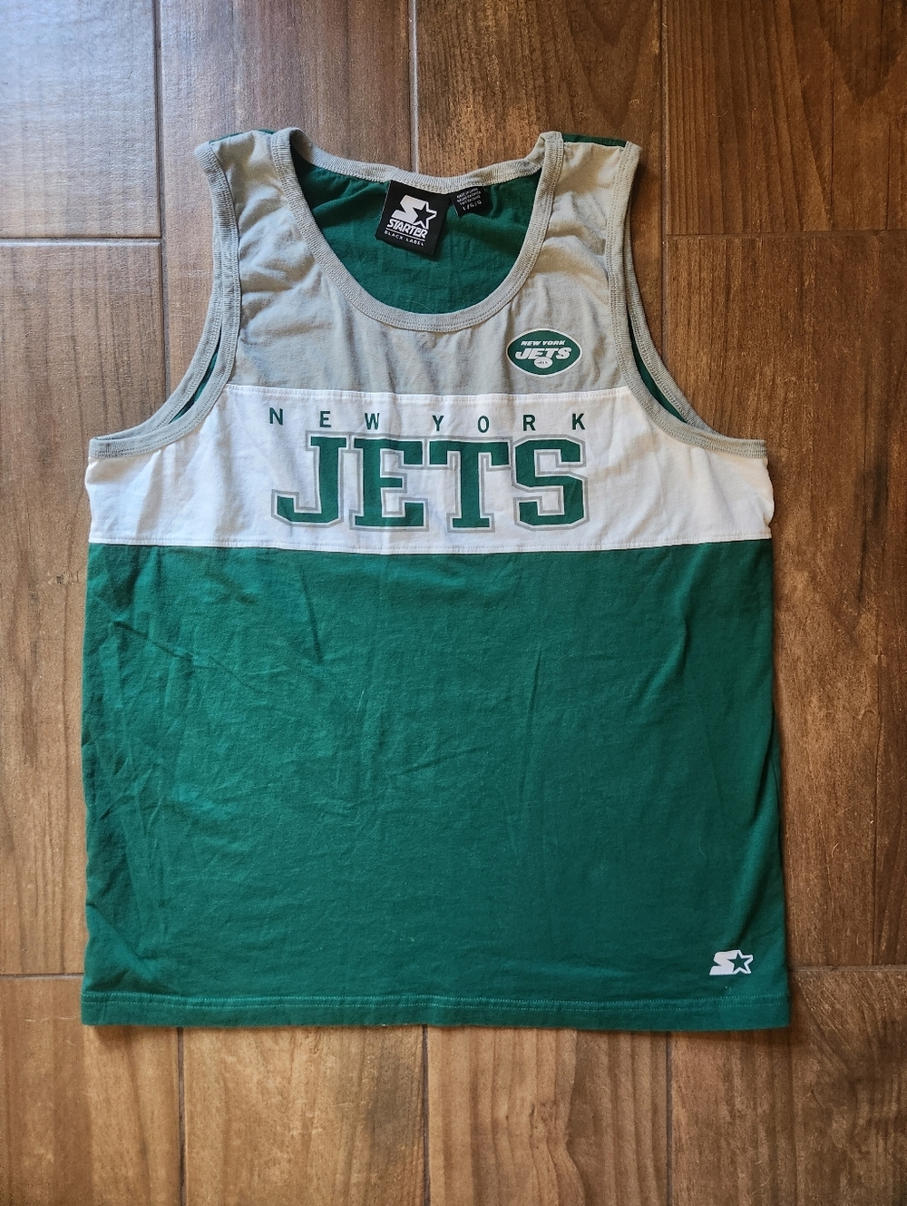 Starter Black Label New York Jets Tank Top Large Green Gray Colorblock